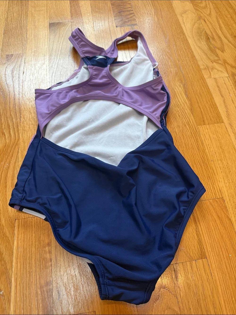 Speedo Navy One-Piece Swimsuit with Lavender & White Accents